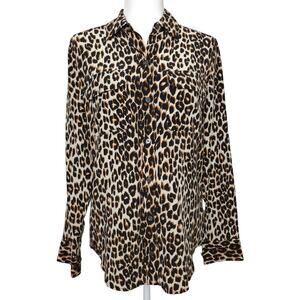 Equipment Femme Slim Signature 100% Silk Blouse Small Cheetah Print